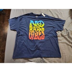 DOM "No Bad Vibes"‎ Mens T-Shirt Navy Blue 3XL 100% Cotton